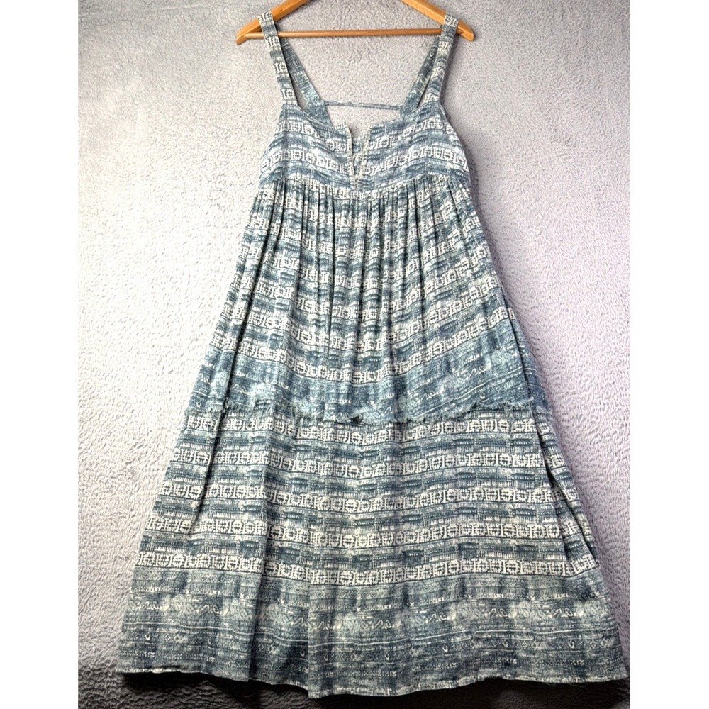 Free People Dress Womens Medium Sac Magique Indigo Combo Print Midi W/Pockets